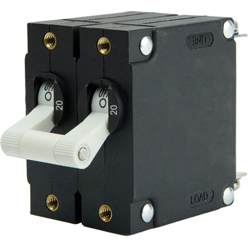 Egis A Series White Toggle Panel Mount Circuit Breaker - Dual Pole 20A [3202-20]