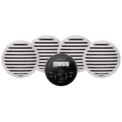 Aquatic AV GS2 Gauge Stereo  2 Pairs of EC651 6.5" White Speakers [CK305]