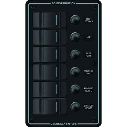 Blue Sea 8373 Water Resistant 6 Position - Black - Vertical Mount Panel [8373]