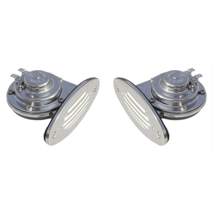 Schmitt Marine Mini Stainless Steel Dual Drop-In Horn w/Stainless Steel Grills High  Low Pitch [10055]