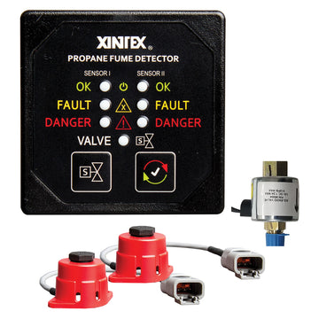 Fireboy-Xintex Propane Fume Detector, 2 Channel, 2 Sensors, Solenoid Valve  Control  20 Cable - 24V DC  [P-2BS-24-R]
