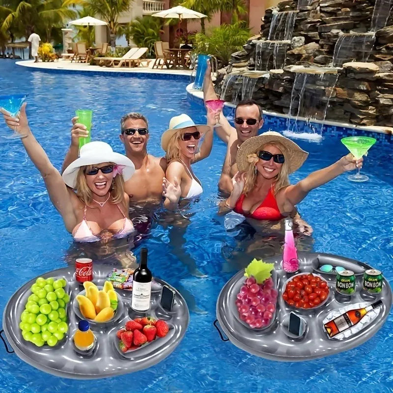 Inflatable water dining bar, ice bucket, pool party, drinks, food trays, porous drinks, cooling cup holders