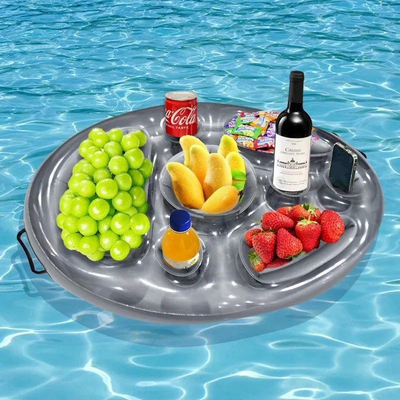Inflatable water dining bar, ice bucket, pool party, drinks, food trays, porous drinks, cooling cup holders