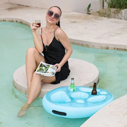 Inflatable water dining bar, ice bucket, pool party, drinks, food trays, porous drinks, cooling cup holders